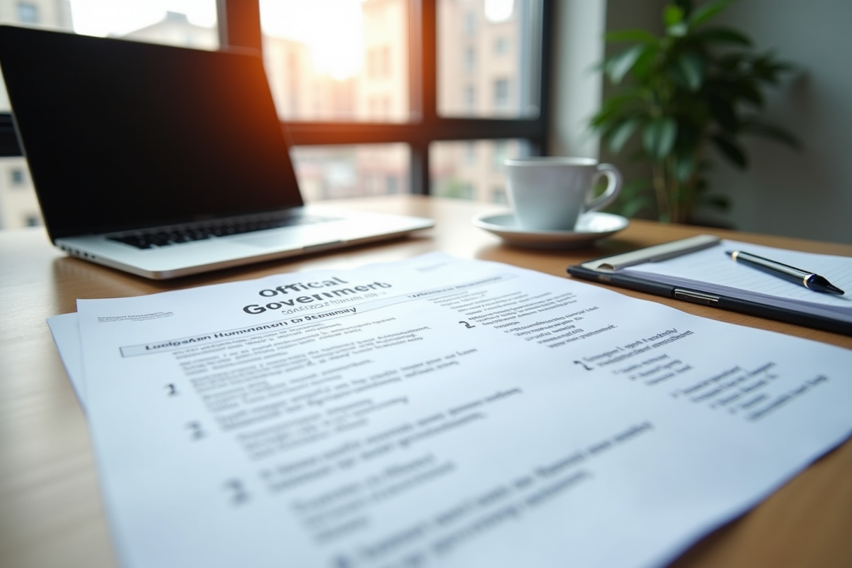 Bulletin officiel avec sections mises en avant sur un bureau