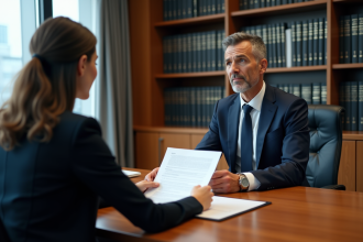 Homme d'affaires en costume navy lors d'une réunion