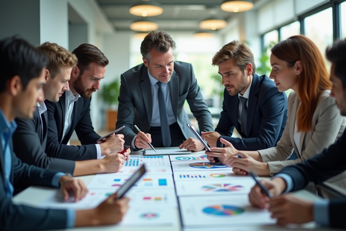 Groupe de professionnels en marketing en réunion stratégique