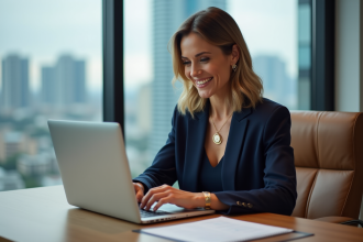 Femme d'affaires confiante dans un bureau moderne