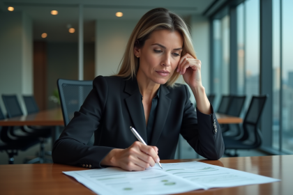 Femme d'affaires en réunion dans un bureau moderne