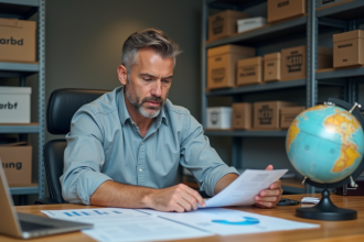 Manager logistique homme gesticulant vers les Incoterms