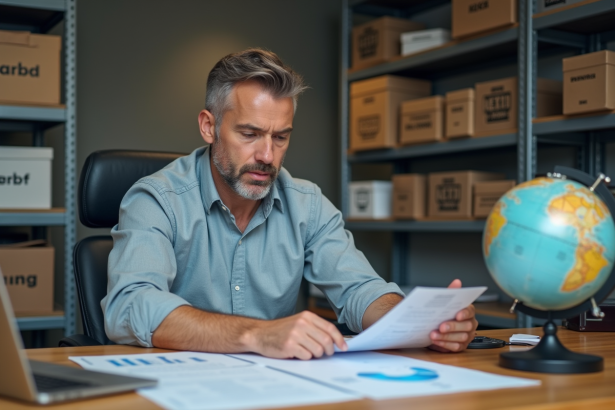 Manager logistique homme gesticulant vers les Incoterms