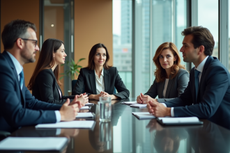 Groupe de professionnels en réunion de leadership