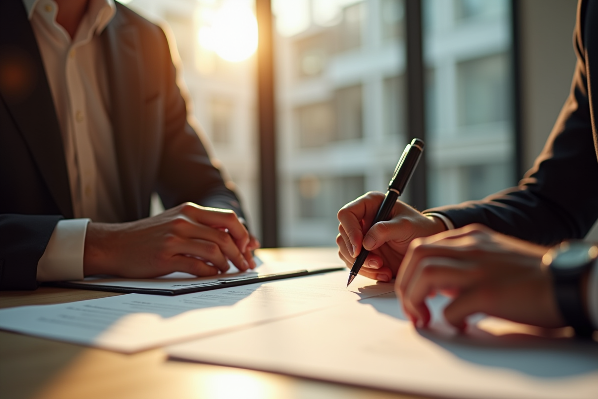 Personne signant un contrat dans un bureau moderne